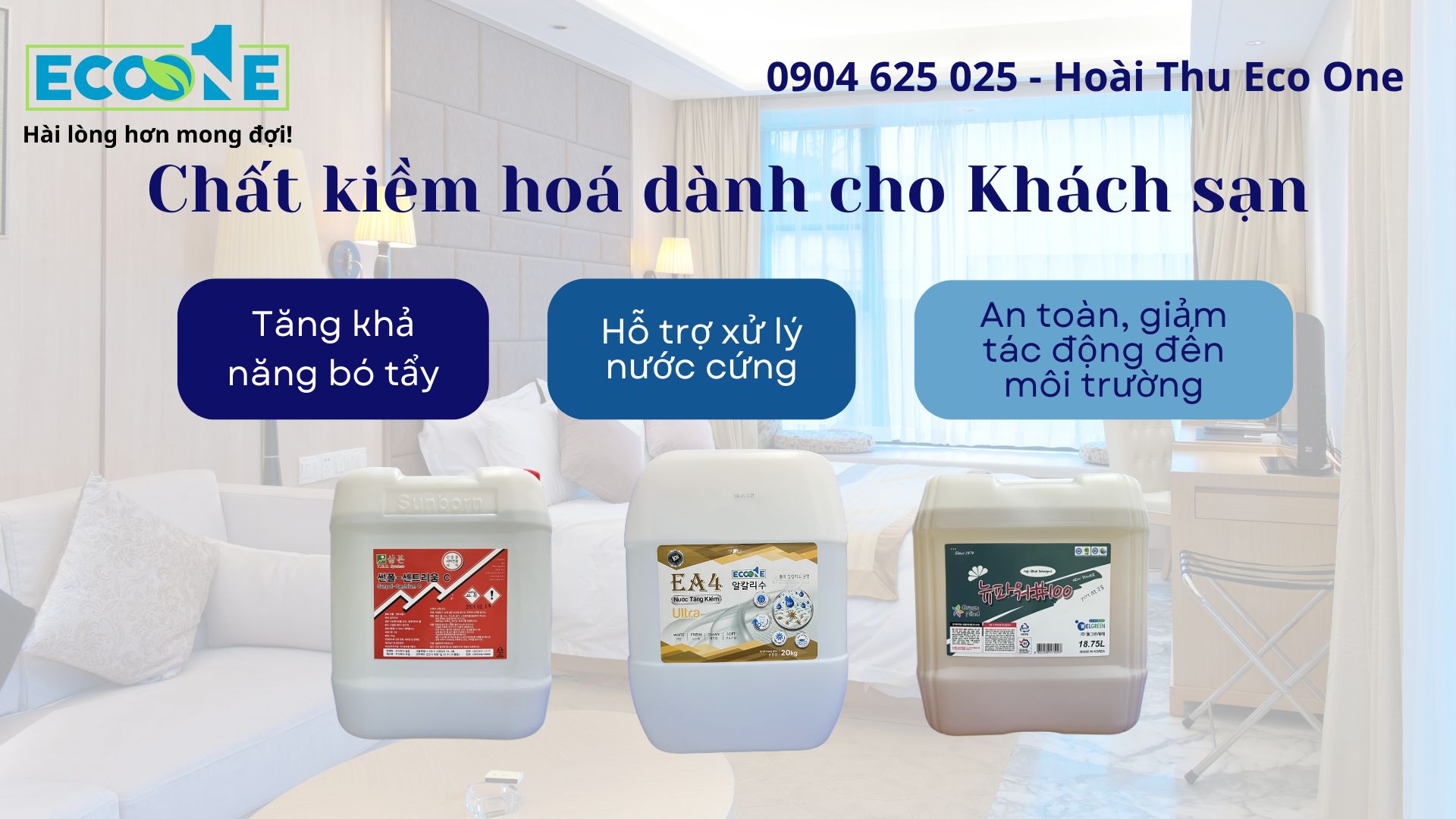 Chất kiềm hoá dành cho Khách sạn giúp tăng khả năng bóc tách vết bẩn, tối ưu hoá quy trình giặt là